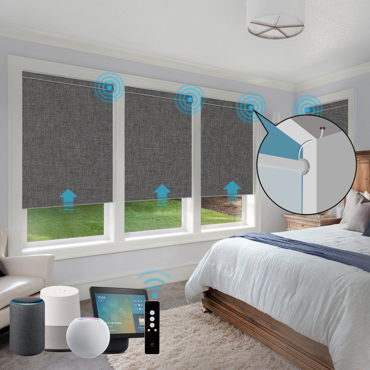 SmartWings festverdrahtete Rollos DC 12V 100% Verdunkelung Beidseitig & Gleichfarbig Bouvardia