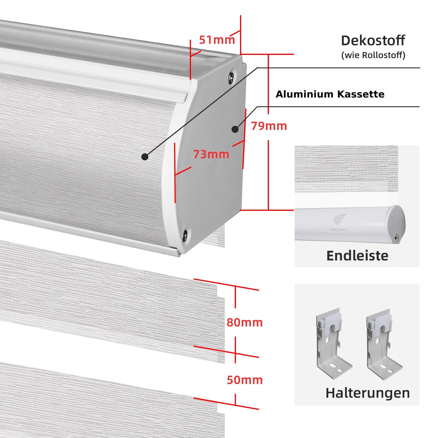 SmartWings Smart Zebra Doppelrollos elektrisch 60% lichtdurchlässig 75mm Eloise