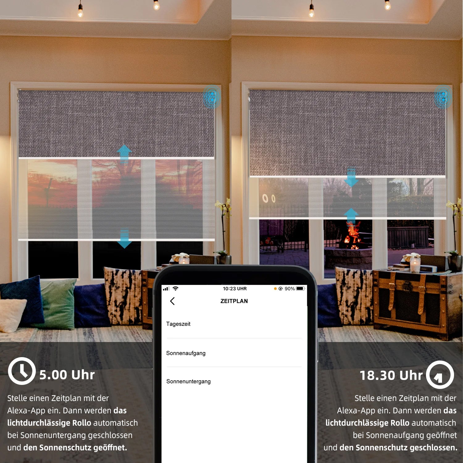 SmartWings Motorisierte Doppelrollos mit Doppelmotors automatisches Verstellen