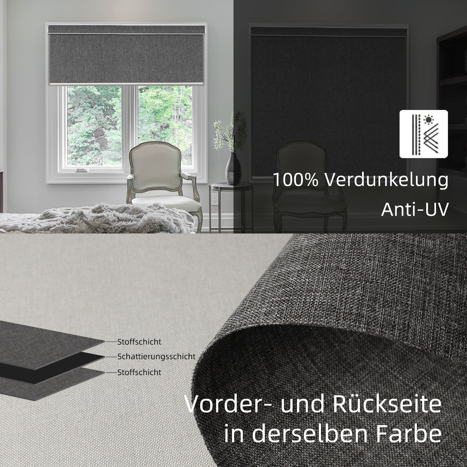 SmartWings Smart Rollos 100% Verdunkelung Beidseitig & Gleichfarbig Bouvardia