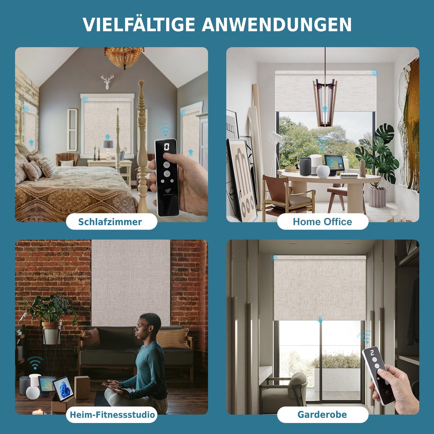 SmartWings festverdrahtete Rollos DC 12V 100% Verdunkelung Leinen