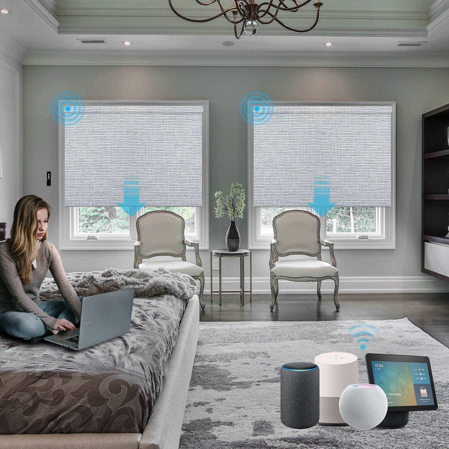 SmartWings festverdrahtete Rollos DC 12V 100% Verdunkelung Safari