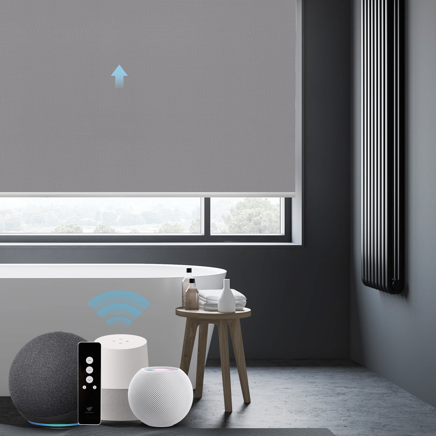 SmartWings festverdrahtete Rollos DC 12V 100% Verdunkelung Vinyl