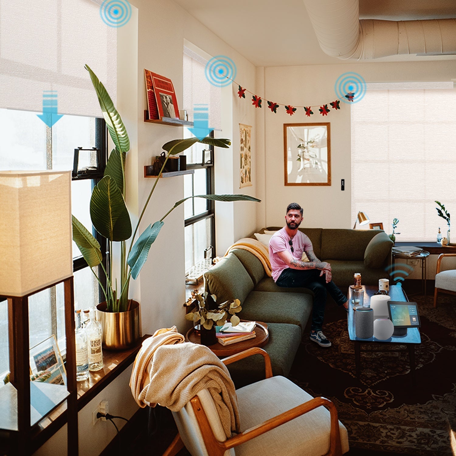 SmartWings festverdrahtete Rollos DC 12V 70% Verdunklung Essential