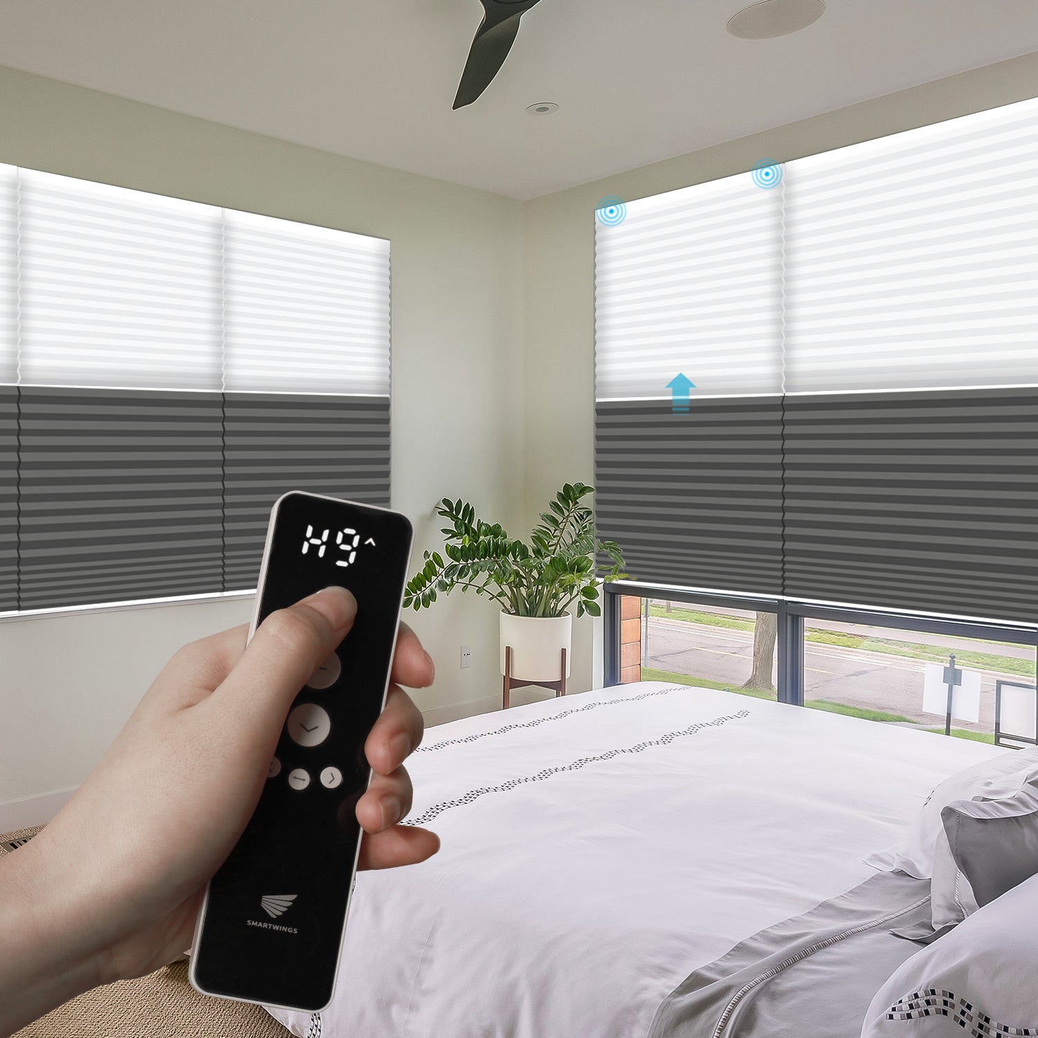 SmartWings Motorisierte Verdunkelnde und lichtdurchlässige Tag/Nacht Wabenplissees Nowa