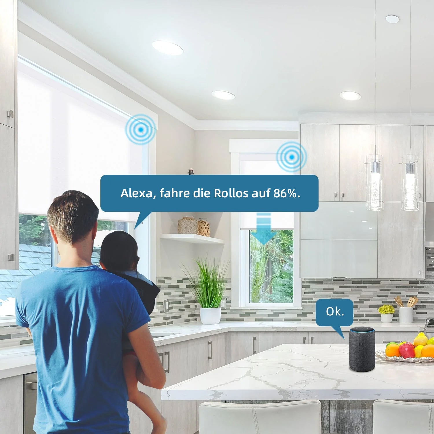 SmartWings festverdrahtete Rollos DC 12V 70% Verdunklung Essential