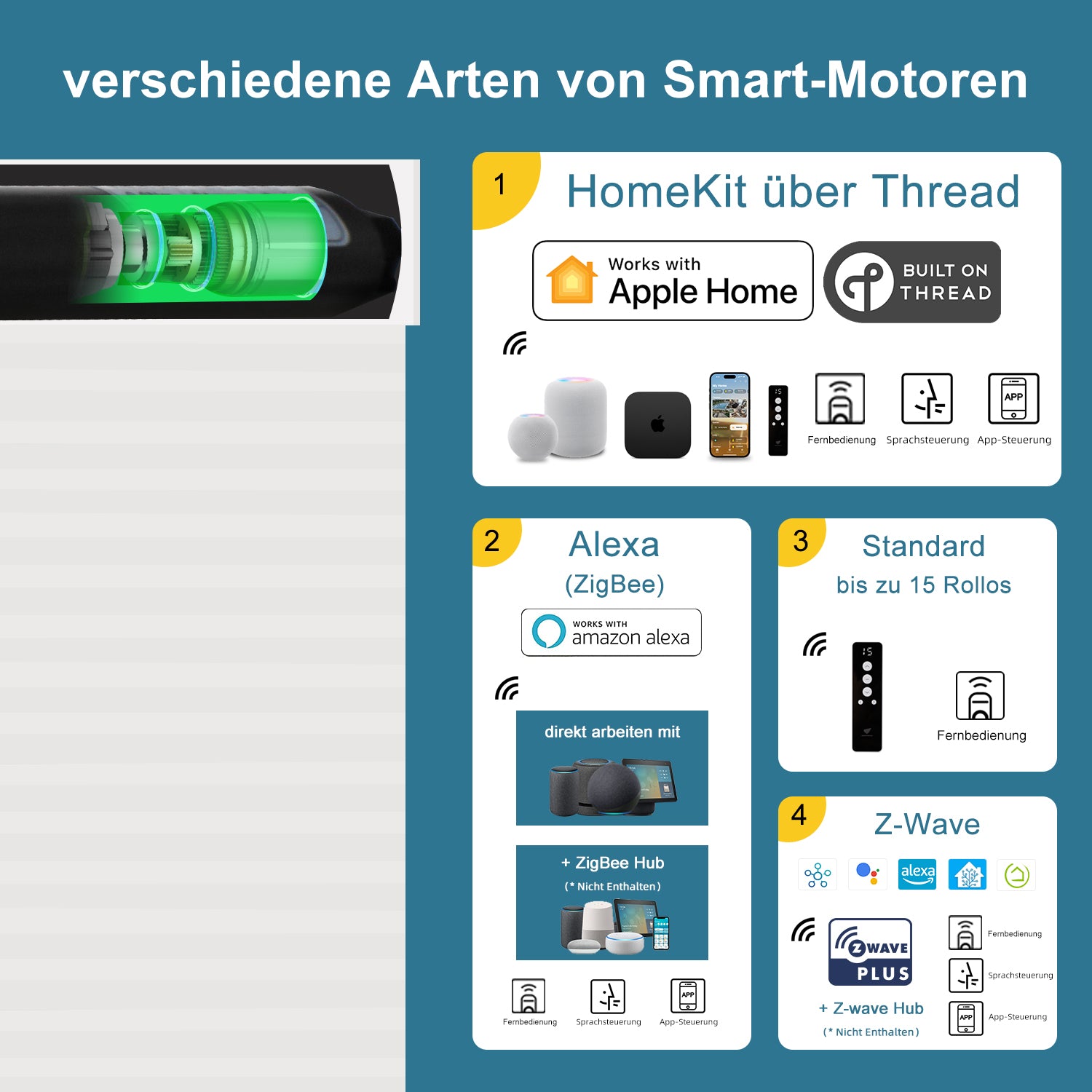 SmartWings elektrische lichtdurchlässige Wabenplissees für Sichtschutz Hazel