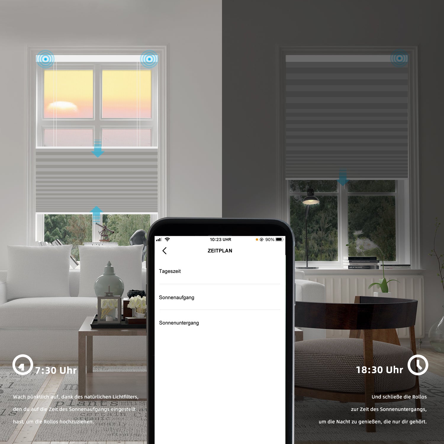 SmartWings motorisierte Verdunkelung TDBU Plissees Nowa
