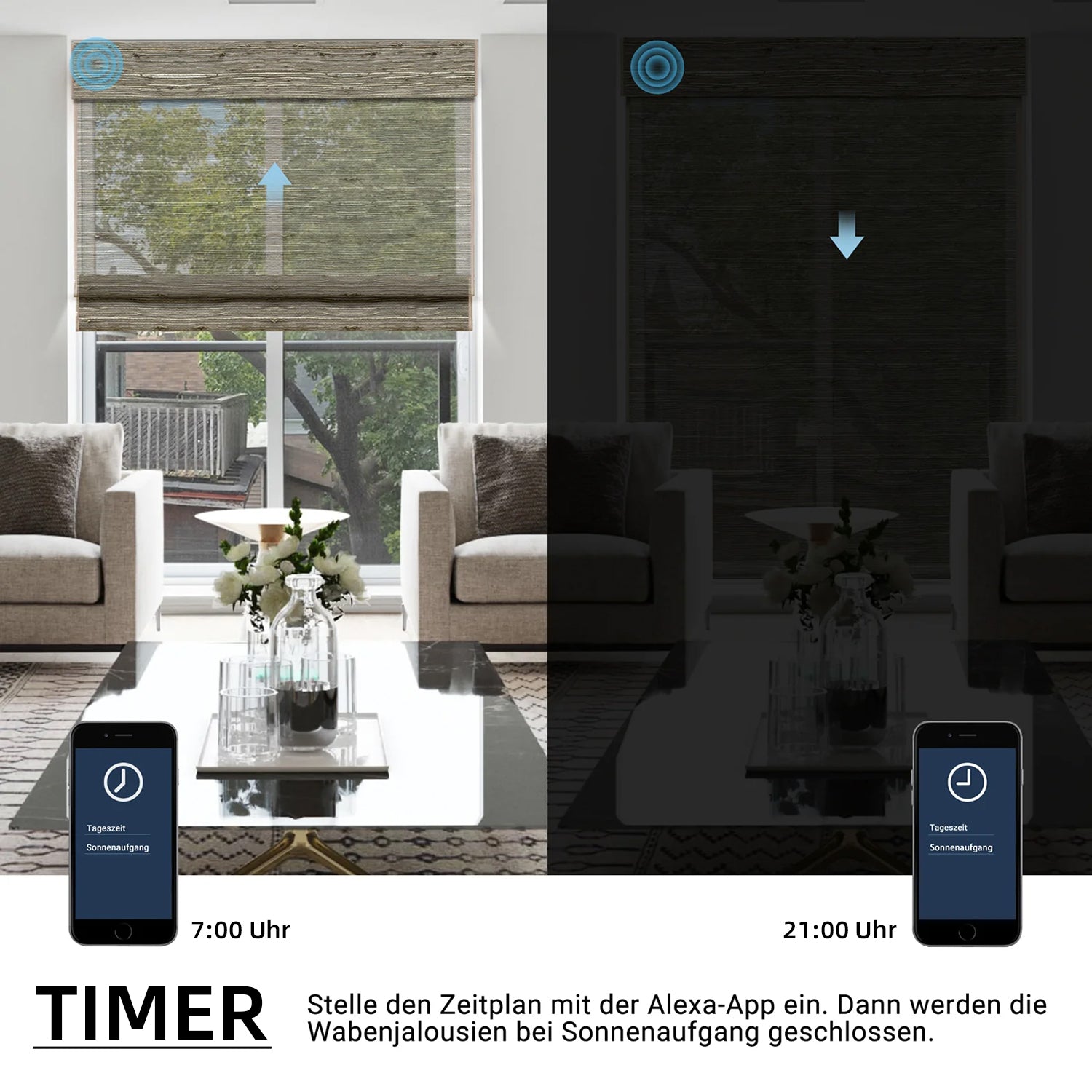 SmartWings elektrische gewebte Raffrollos 50% lichtdurchlässig