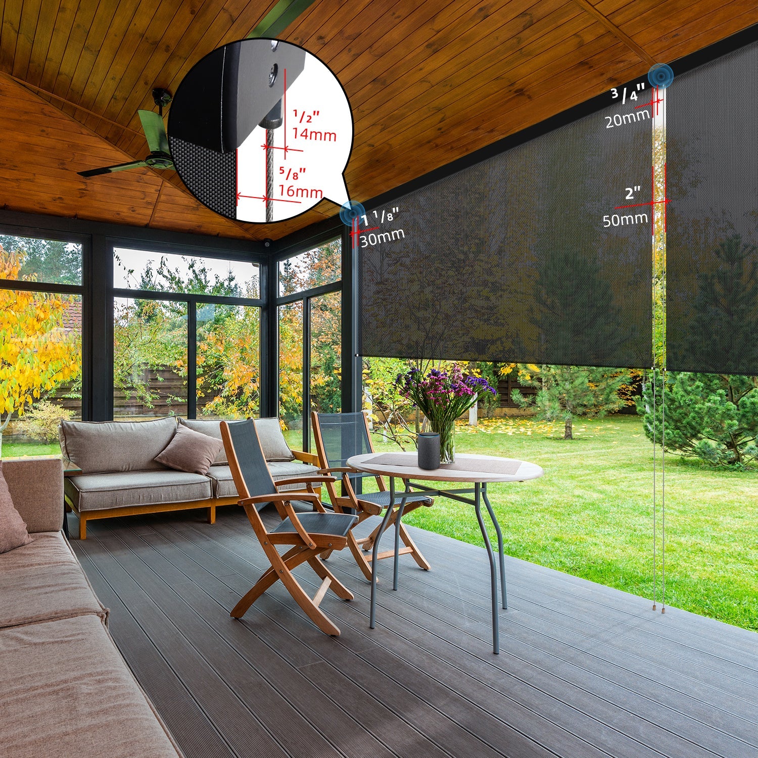 SmartWings elektrische Senkrechtmarkise mit Solar Sonnenschutz 1%3%5% Öffnungsgrad