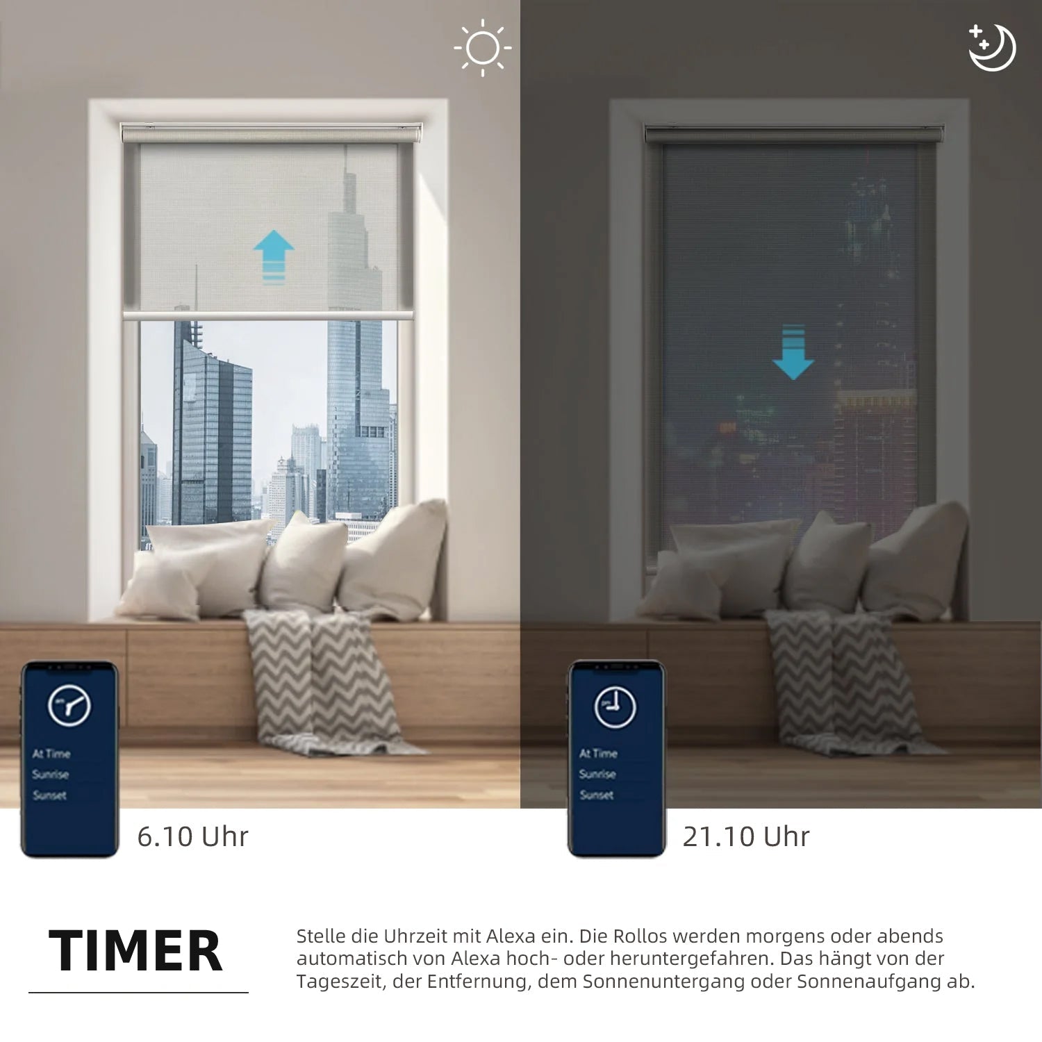 SmartWings festverdrahtete Rollos DC 12V 50% lichtdurchlässig PVC-Frei