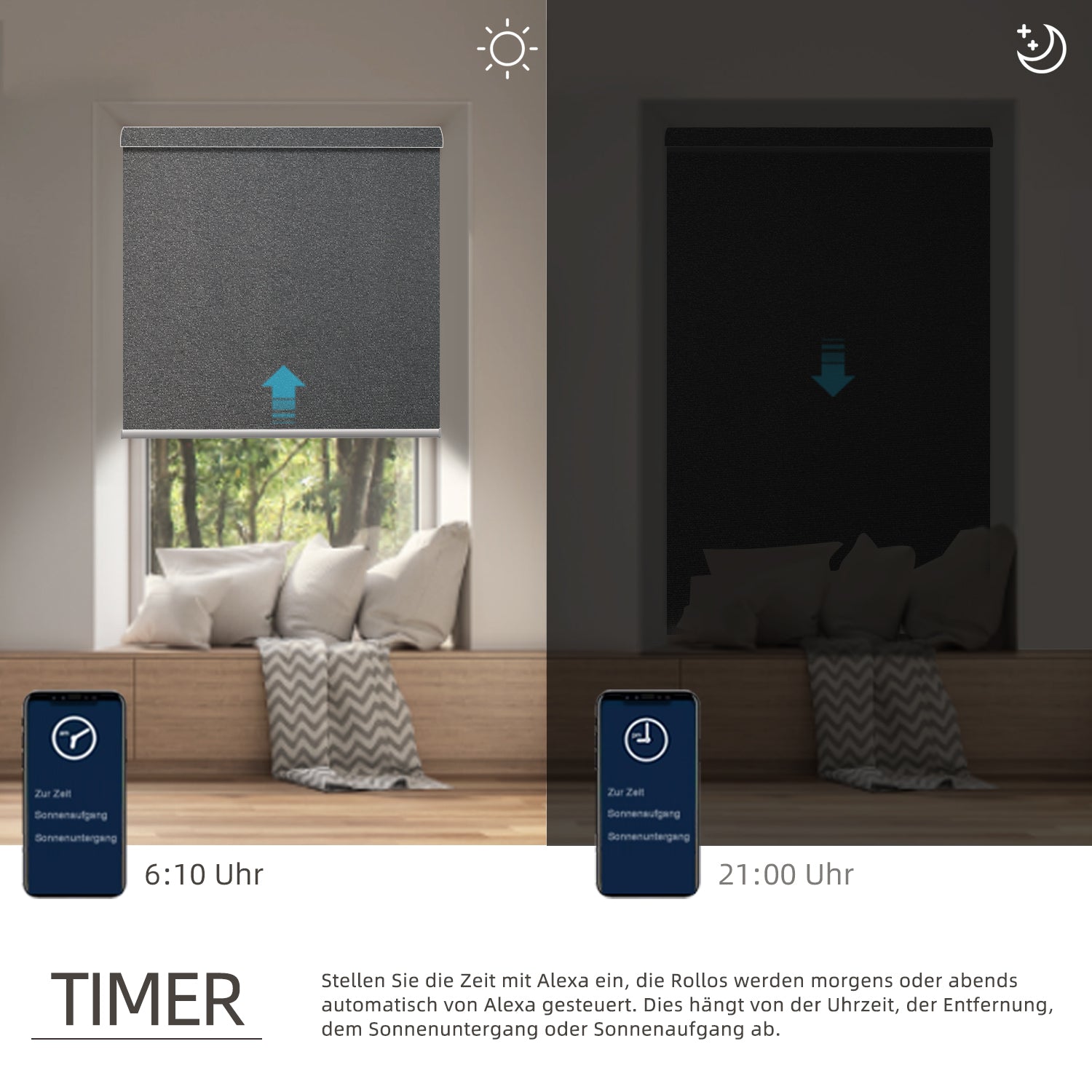 SmartWings motorisierte Rollos 100% Verdunkelung Eclipse