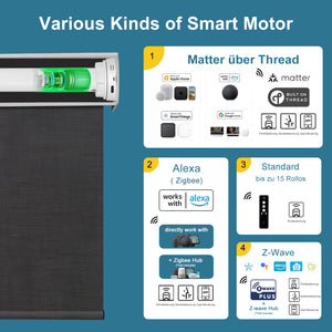 SmartWings motorisierte lichtdurchlässige Rollos 60%/70% Verdunkelung Twilight