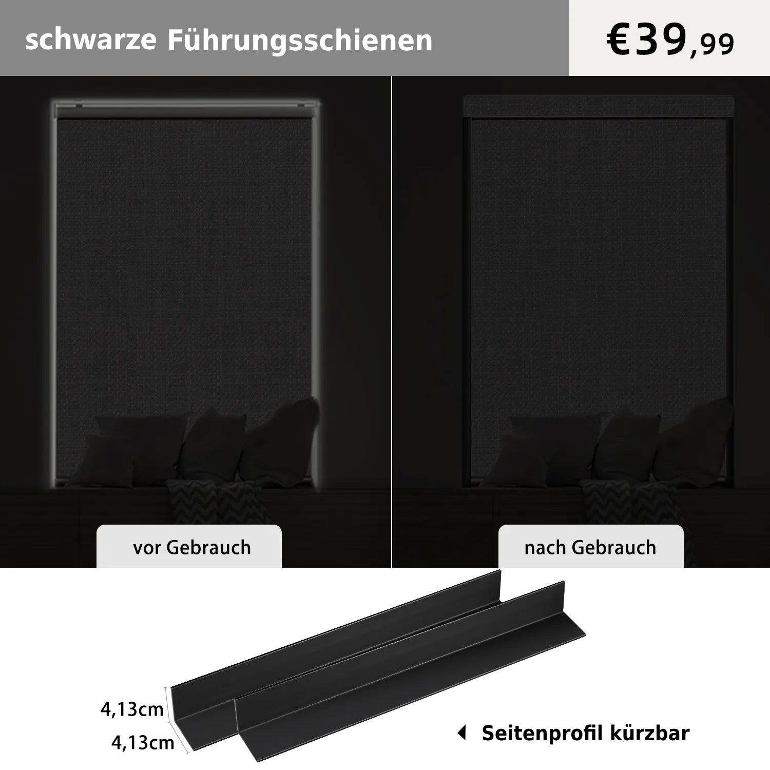 SmartWings Führungsschienen für Verdunkelungsrollo Seitenprofil kürzbar