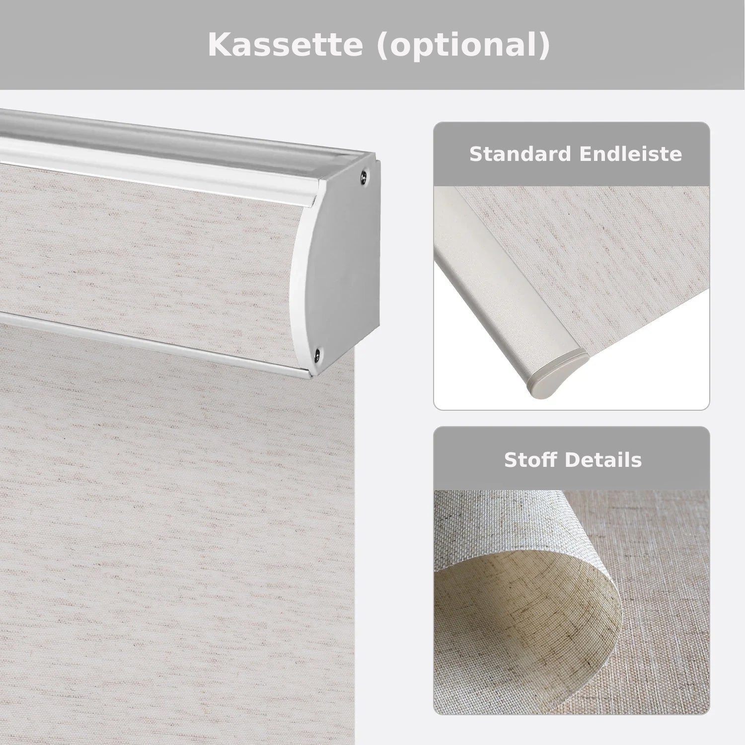 SmartWings festverdrahtete Rollos DC 12V 70% Verdunkelung Leinen