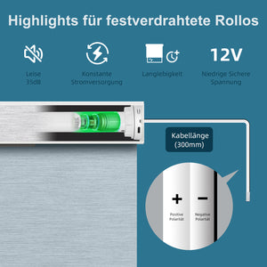 SmartWings festverdrahtete Rollos DC 12V 50% lichtdurchlässig PVC-Frei