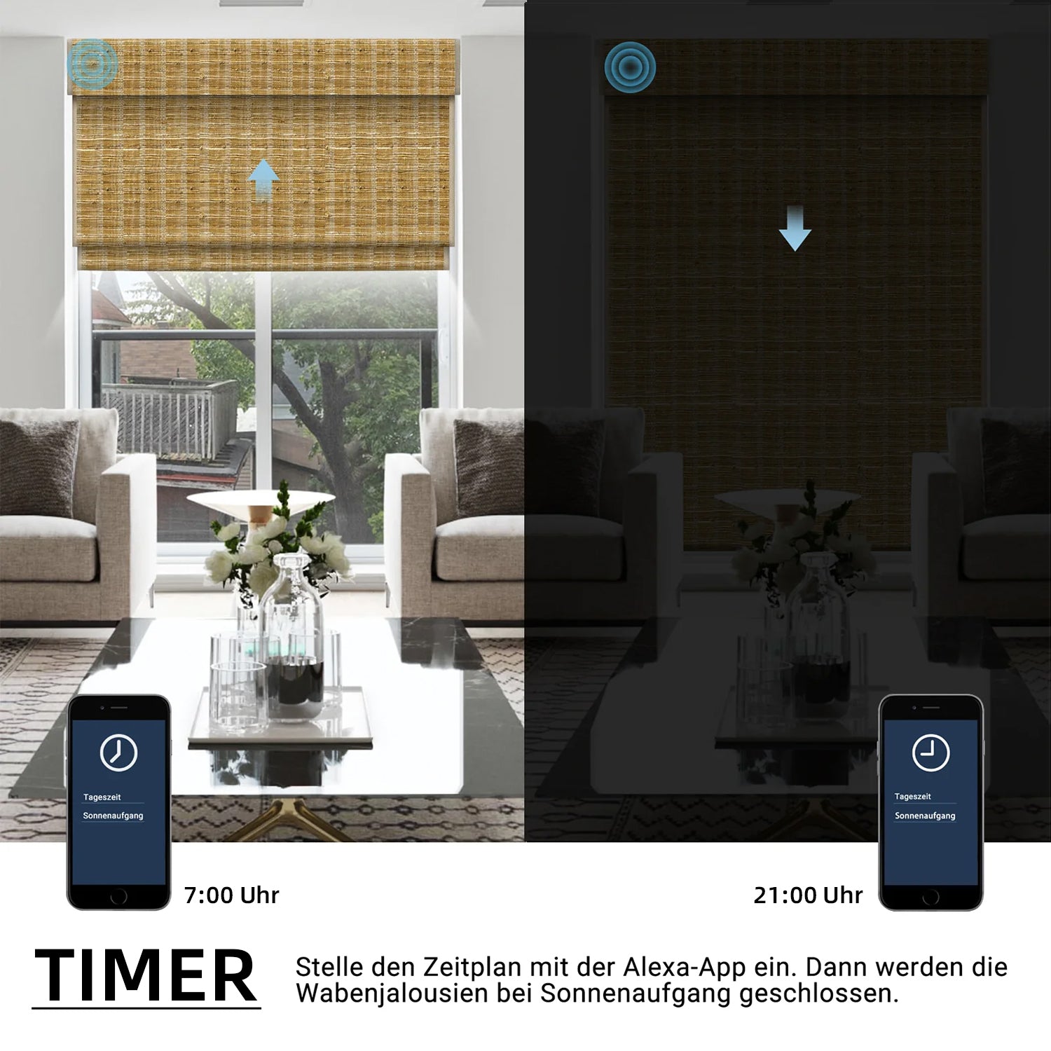 SmartWings gewebte Raffrollos elektrisch 100% Verdunkelung Orithyia