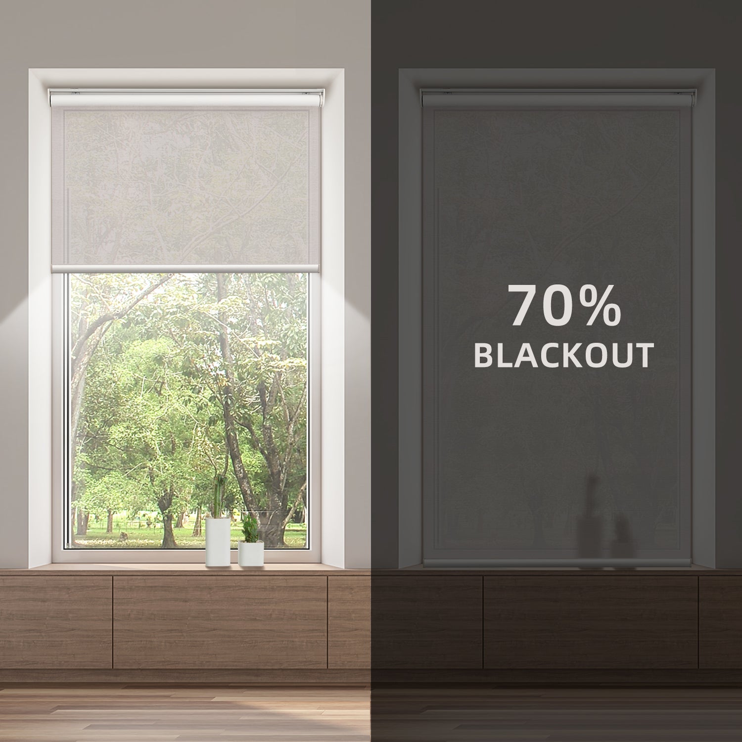 SmartWings festverdrahtete Rollos DC 12V 70% Verdunkelung Safari