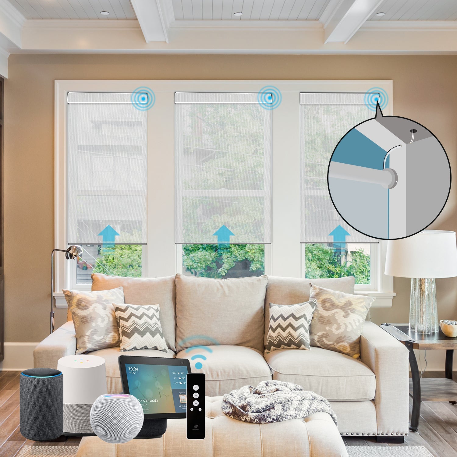 SmartWings festverdrahtete Rollos DC 12V 5% Öffnungsgrad Sonnenschutz Aventus