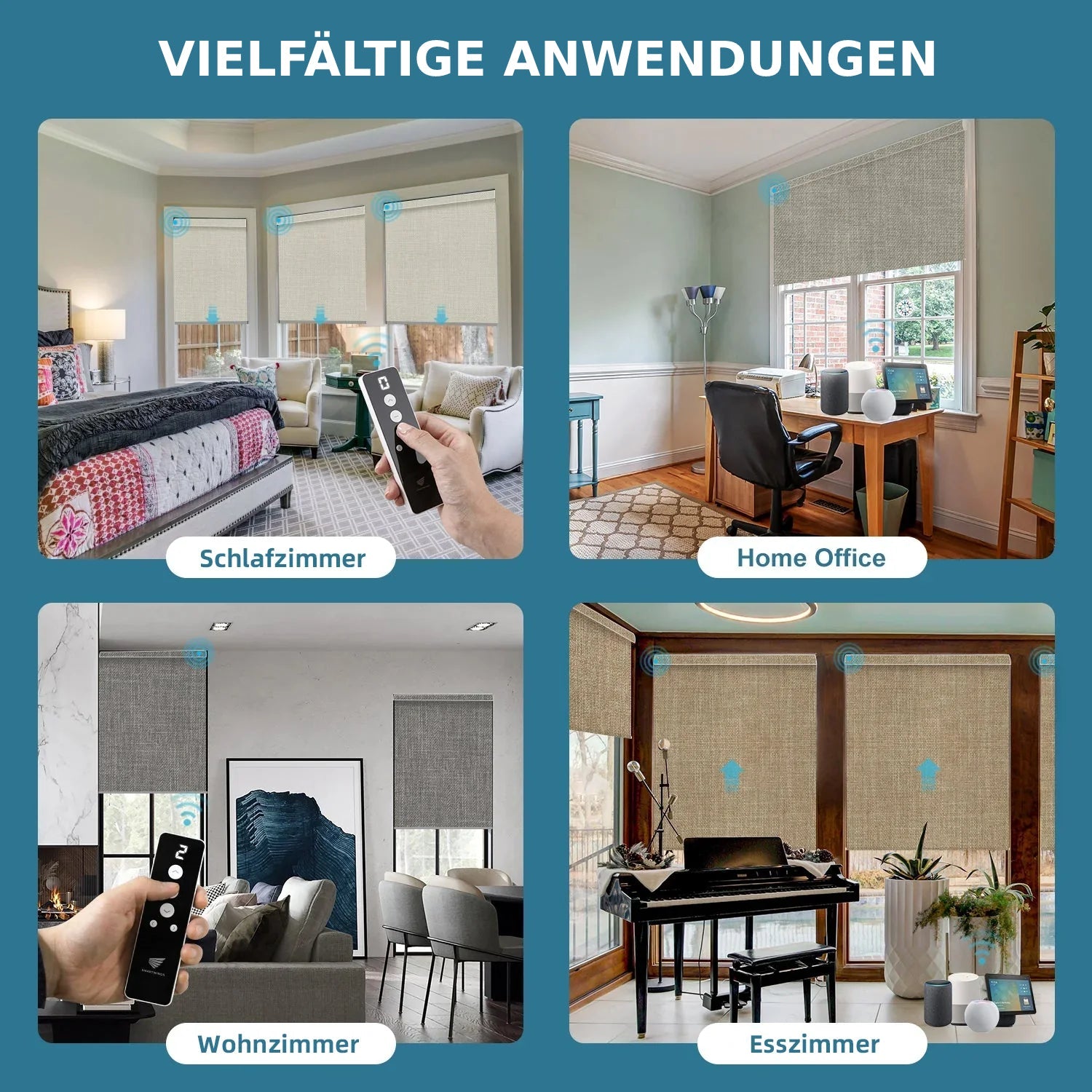 SmartWings festverdrahtete Rollos DC 12V elektrisch 100% Verdunkelung Vigor