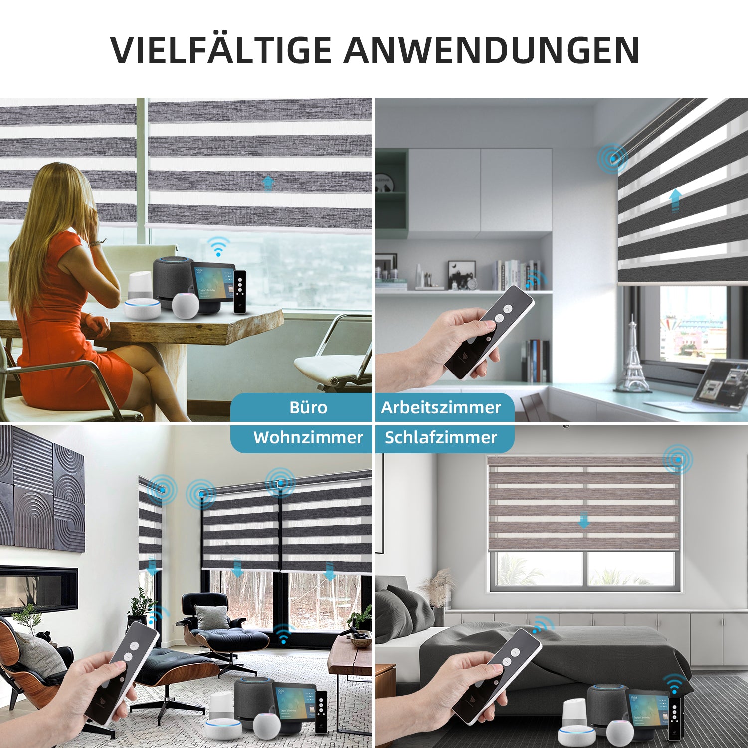 SmartWings Smart Zebra Doppelrollos 85% Verdunkelung 95mm Ingrid