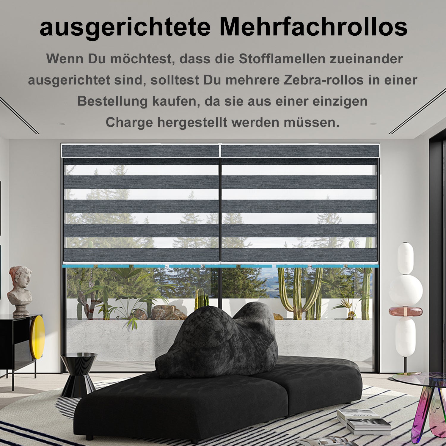 SmartWings Smart Zebra Doppelrollos 85% Verdunkelung 95mm Ingrid