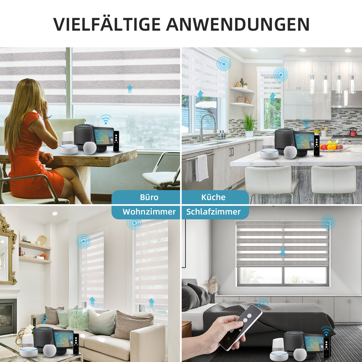 SmartWings Smart Zebra Doppelrollos elektrisch 60% lichtdurchlässig 75 ...