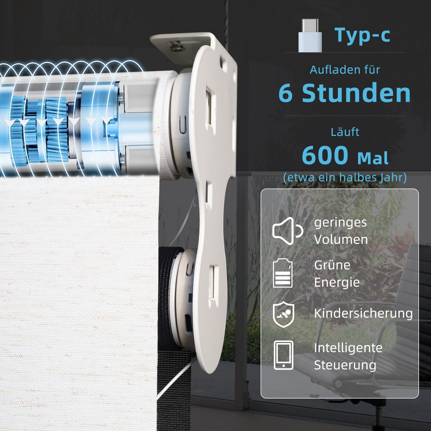 SmartWings Motorisierte Doppelrollos mit Doppelmotors automatisches Verstellen