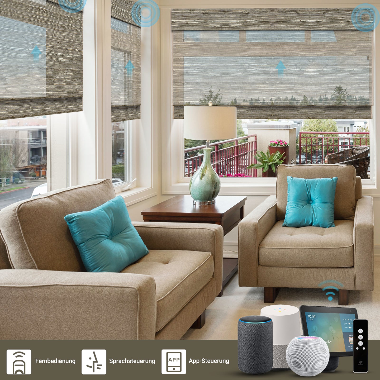 SmartWings elektrische gewebte Raffrollos 50% lichtdurchlässig