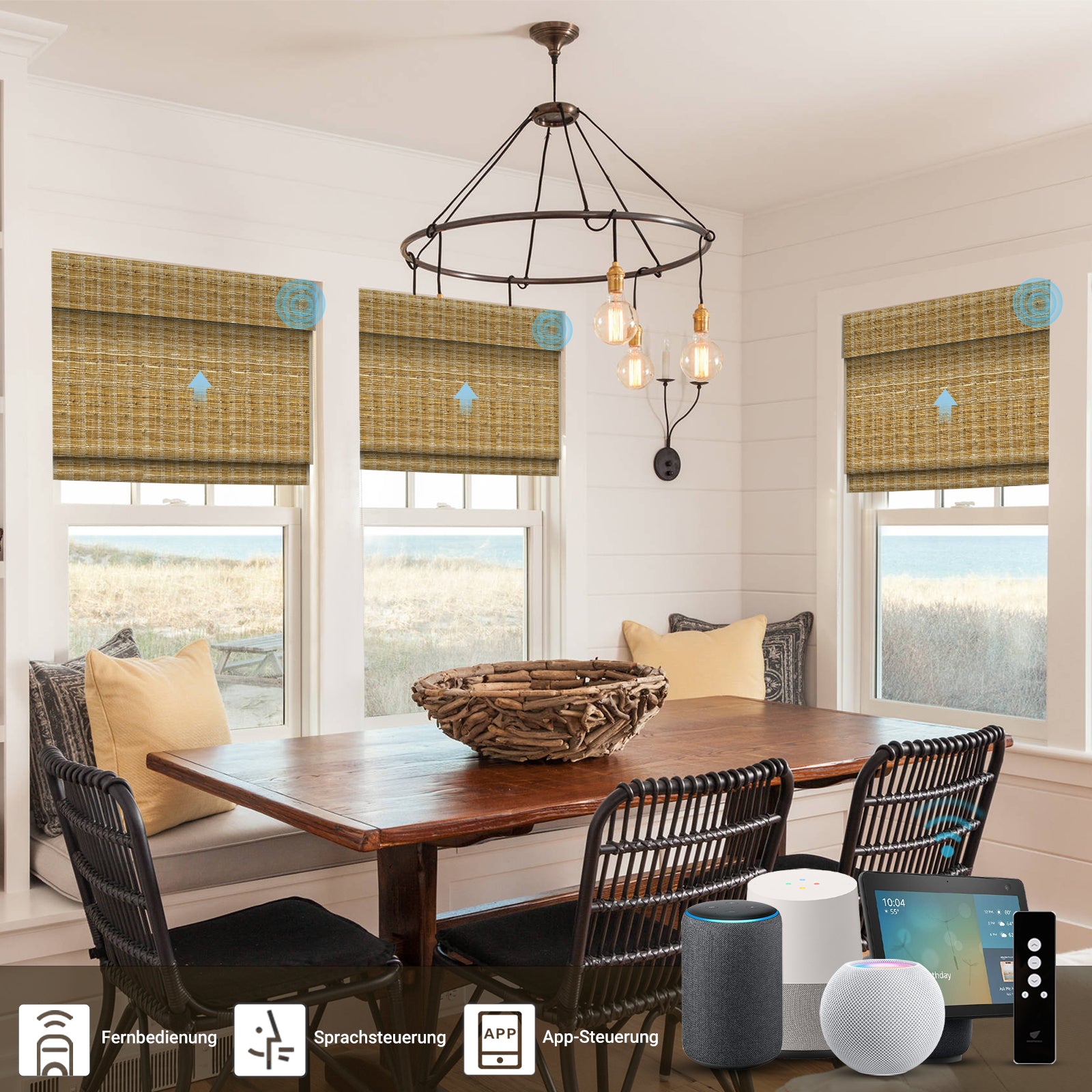 SmartWings gewebte Raffrollos elektrisch 100% Verdunkelung Orithyia