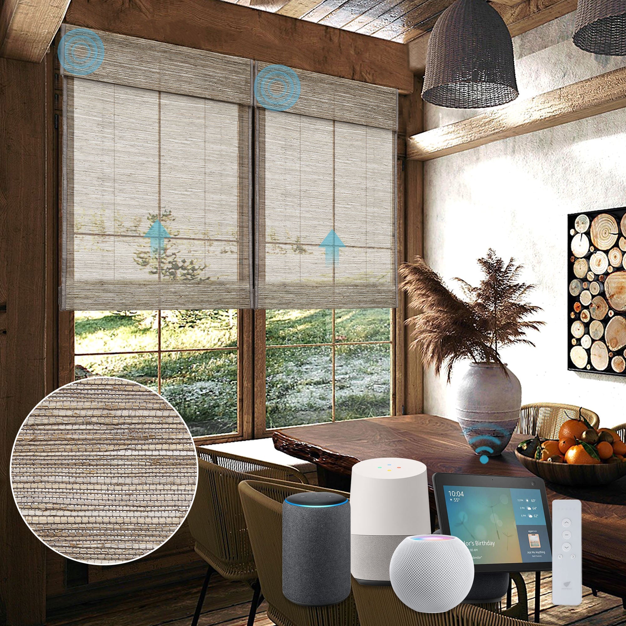 SmartWings elektrische gewebte Raffrollos 50% lichtdurchlässig