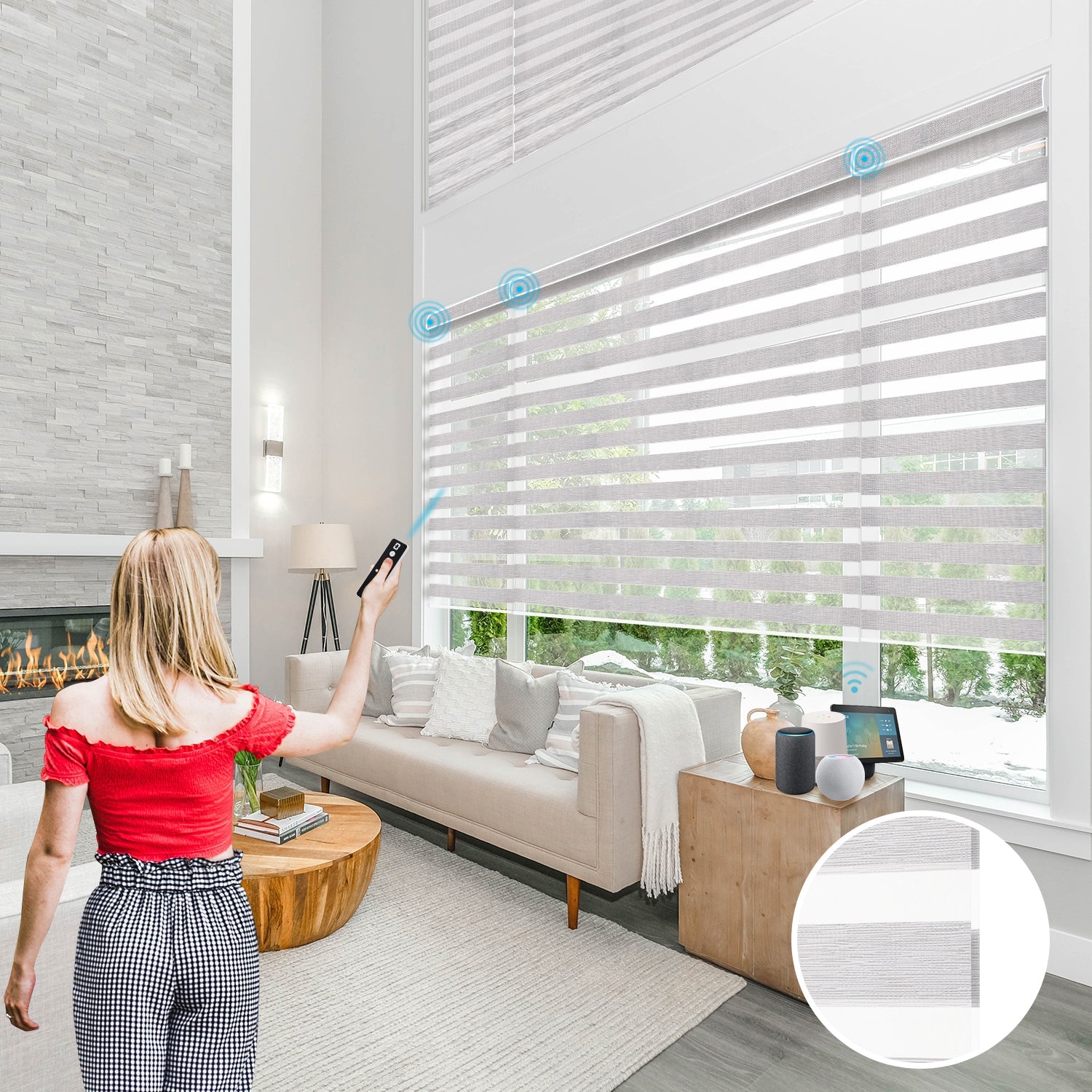 SmartWings Smart Zebra Doppelrollos elektrisch 60% lichtdurchlässig 75mm Eloise